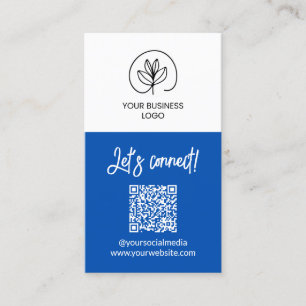 Cartão De Visita Código QR Vamos Conectar Azul de um lado