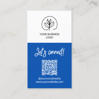 Cartão De Visita Código QR Vamos Conectar Azul de um lado