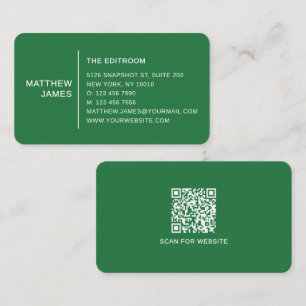 Cartão De Visita Código QR Verde Matte Minimalista Moderno Simples