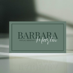 Cartão De Visita Código QR Verde Mínimo de Sage Moderno