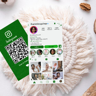 Cartão De Visita Código QR Verde Personalizado do Instagram   Mídia