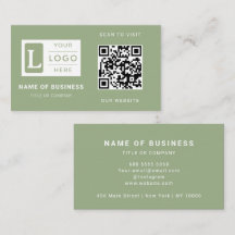 Código QR Verde Salvia Moderno Minimalista Logotip