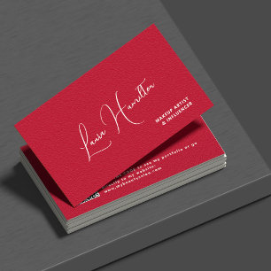 Cartão De Visita código QR vermelho moderno influenciador de beleza