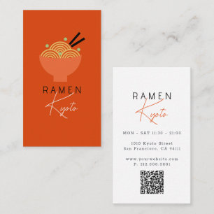 Cartão de Visita Código QR Vermelho Restaurante Ra