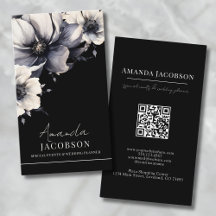 Código QR Vertical - Profissional Floral Preto Ele
