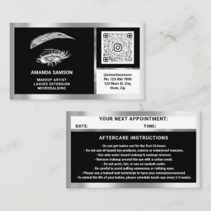 Cartão De Visita CÓDIGO QRCODE da Microlâmina Eyelash ApósCare Pret