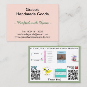 Cartão De Visita Códigos QR de fotos empresariais cor-de-rosa e sáb