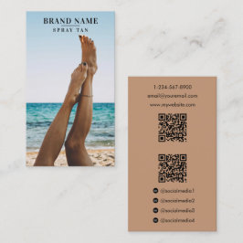 Cartão De Visita Códigos QR do Spray Tan Photo Social Media Marketi