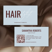 Códogo QR de estilista de cabelo moderno azul verm