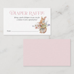 Cartão De Visita Coelhinho de Aquarela Floral Rosa Inserto de Sorte