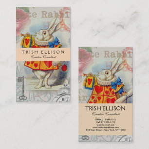 Cartão De Visita Coelho Branco Corta Alice Clássica