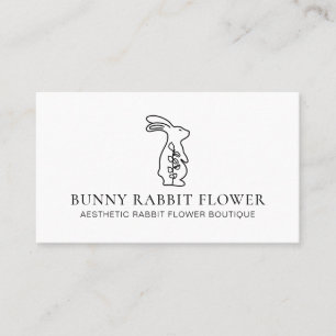 Cartão De Visita Coelho da Flor Animal Branco