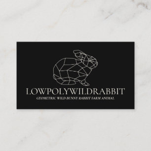 Cartão De Visita Coelho Rabbit Animal Preto Lowpoly