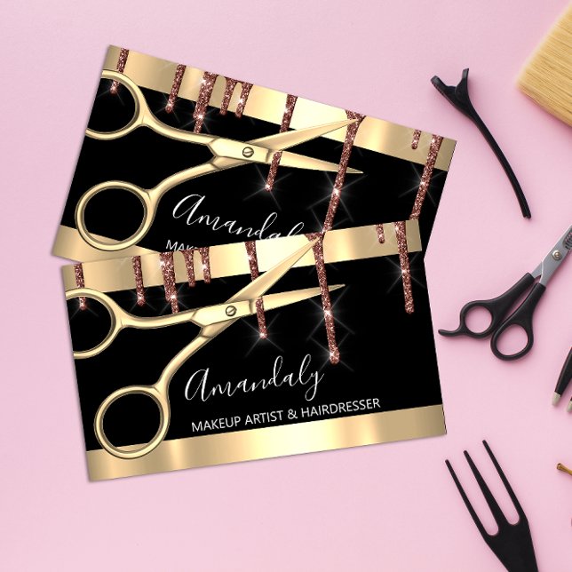 Cartão De Visita Coiffeur do Ouro de Hairdresser Hair Stylist (Hair Stylist Hairdresser Golden Scissors Coiffeur Business Card)