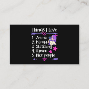 Cartão De Visita Coisas Que Adoro Anime Manga Desenhando Ramen Belo