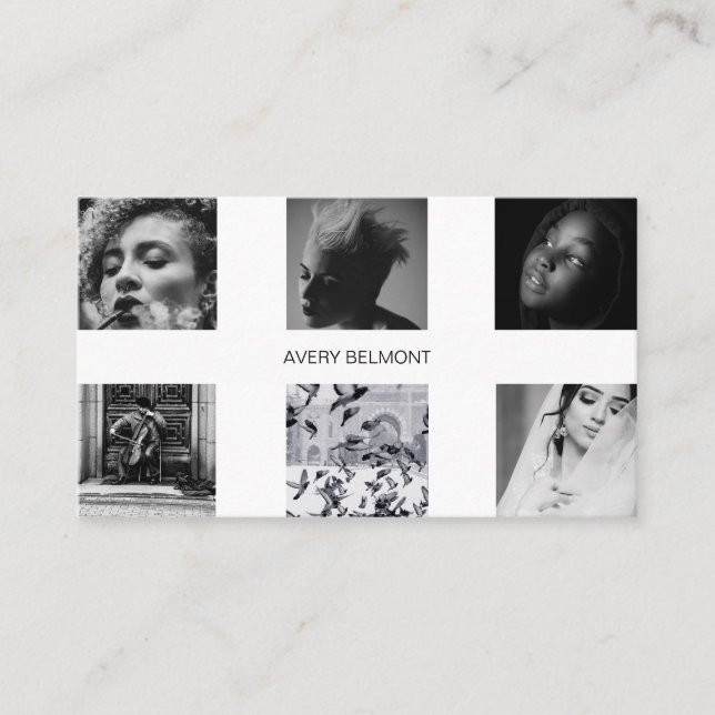 Cartão De Visita Colagem de fotografia minimalista personalizada (Frente)