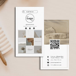 Cartão De Visita Colagem de Fotografias Simples de Instagram Branco