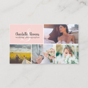 Cartão De Visita Colagem de fotógrafos de casamento cor-de-rosa es