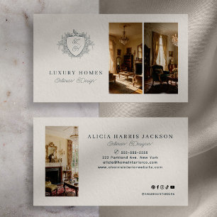 Cartão De Visita Colagem de fotos de design de interiores elegante 