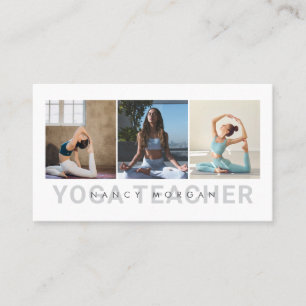 Cartão De Visita Colagem de Fotos de Instrutor de Yoga Moderno