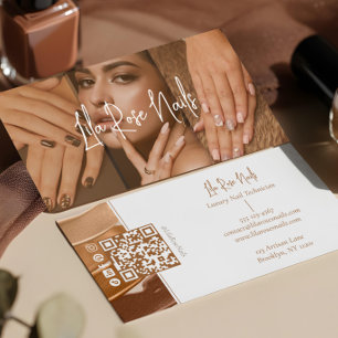 Cartão De Visita Colagem de Fotos de Técnico de Manicure de Unhas M