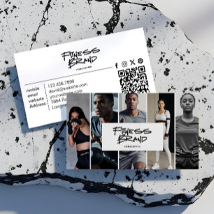 Cartão De Visita Colagem de Fotos de Treinador Pessoal Fitness Mode