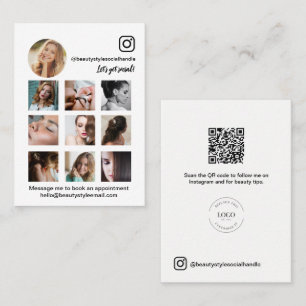 Cartão De Visita Colagem de Fotos do Instagram Beleza Logotipo da M