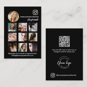 Cartão De Visita Colagem de Fotos do Instagram Beleza Logotipo da M