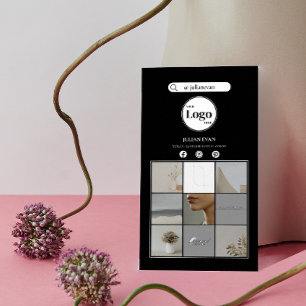 Cartão De Visita Colagem de Fotos do Instagram de Mídia Social Negr