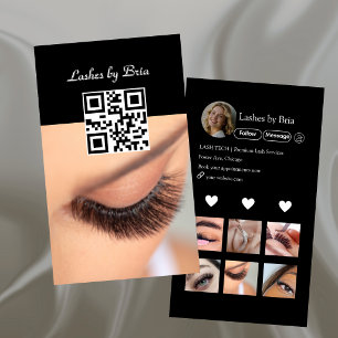Cartão De Visita Colagem de Fotos QR Code para Técnico de Cílios