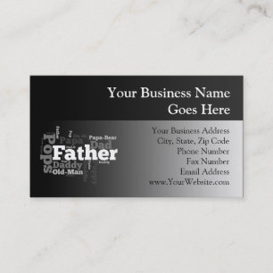 Cartão De Visita Colagem de Palavras do Pai Preto e Branco