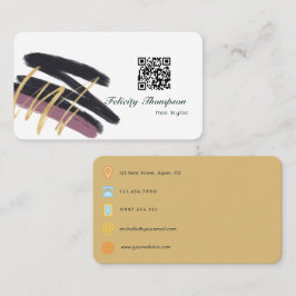 Cartão De Visita Colagem de pinceladas modernas Código QR