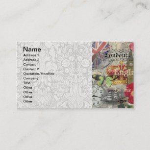 Cartão De Visita Colagem de Viagens vintage da Inglaterra