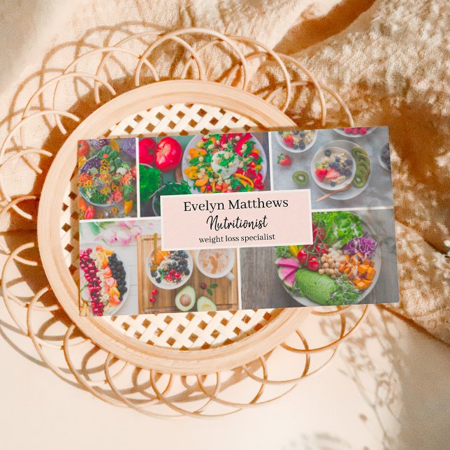 Cartão De Visita Colagem em grade de fotos nutricionistas modernas (Criador carregado)