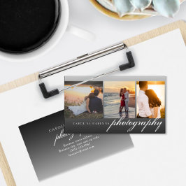 Cartão De Visita Colagem Fotografia do Ombre Preto com 3 fotos