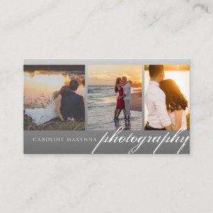 Cartão De Visita Colagem Fotografia Ombre Cinza Escuro 3 fotos