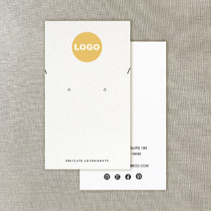 Cartão De Visita Colar Colar Estropo Ouvindo Couro Branco Adicionar