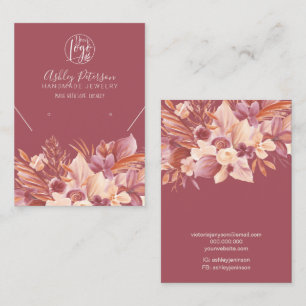 Cartão De Visita Colar com colar de brinco com o logotipo floral do