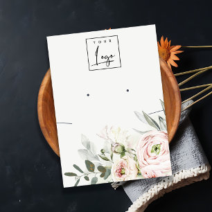 Cartão De Visita Colar com o Colar do Logotipo Floral de Peony Rosa