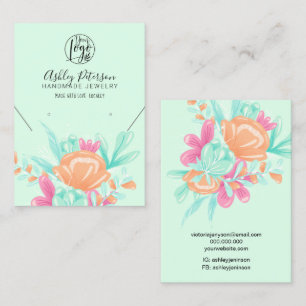 Cartão De Visita Colar de joias de brinco com logotipo floral cor-d