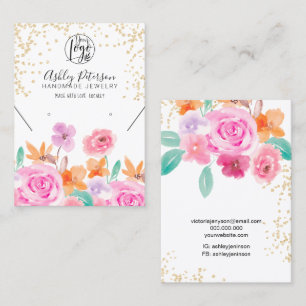 Cartão De Visita Colar de ourivesaria Dourada do logotipo floral se