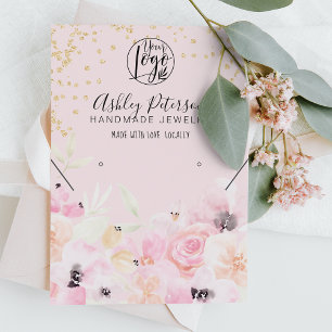 Cartão De Visita Colar de ourivesaria Dourada pastel floral