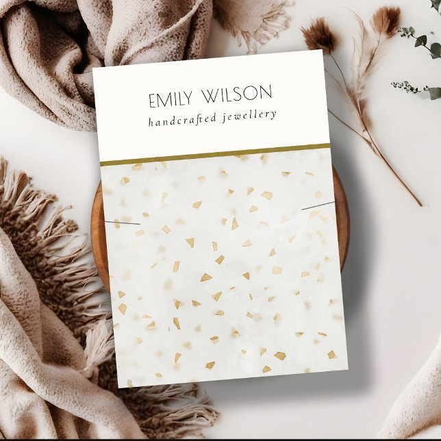Cartão De Visita Colar de Textura Dourada Terrazzo Marble, de Ivory (Criador carregado)