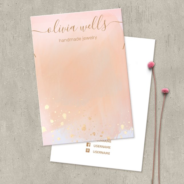 Cartão De Visita Colar Dourado Teracotta Watercolor (Criador carregado)