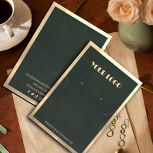 Cartão De Visita Colar Dourado Verde Anéis modernos