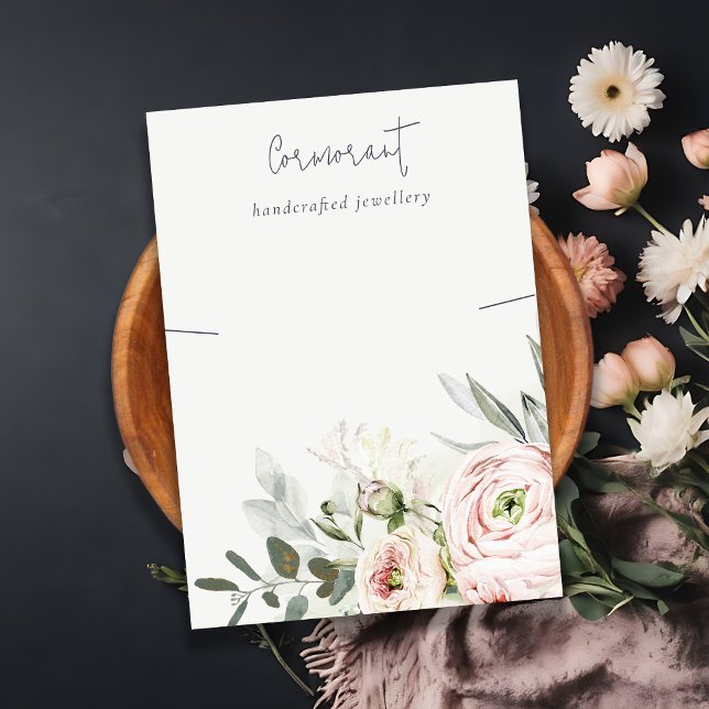 Cartão De Visita Colar Floral de Colar Verde Rosa Suave (Criador carregado)