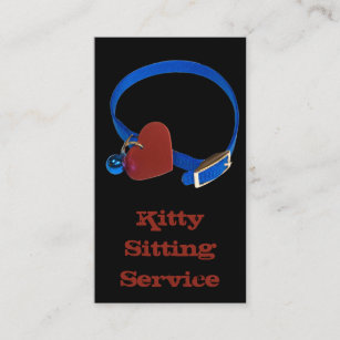 Cartão De Visita Colarinho azul, amor vermelho do gato do coração