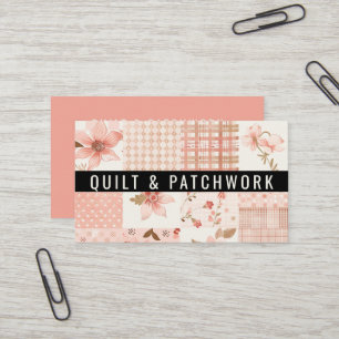 Cartão De Visita Colcha de Patchwork de Pêssego Roupas Feitas à Mão