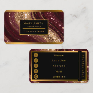 Cartão De Visita Coleção Burgundy Luxuosa Dourada Popular
