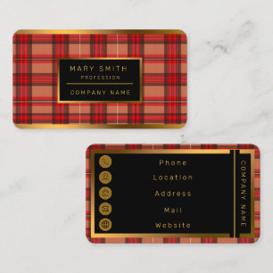 Cartão De Visita Coleção de tendências do Tartan da Xadrez Vermelha